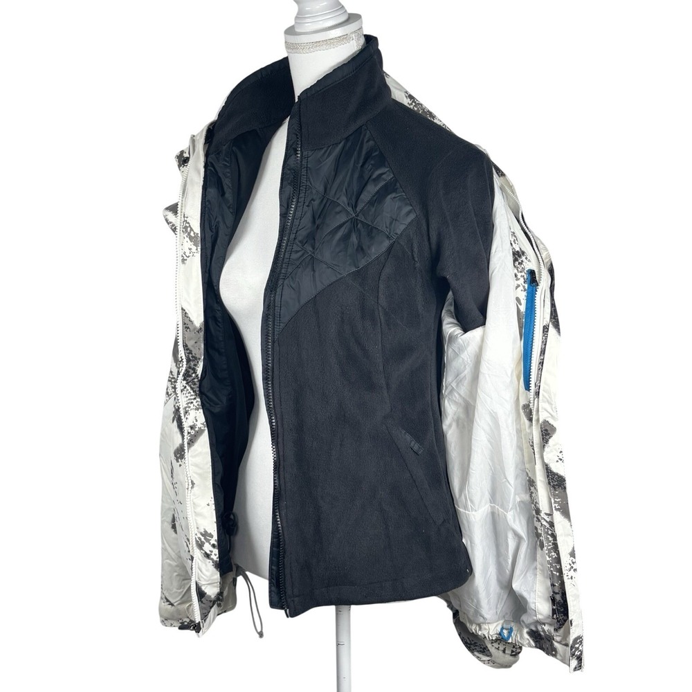 Columbia Interchange 3-in-1 Ski Jacket Size M Omni Tech Zip Gray Black Ivory Geo - Picture 10 of 16